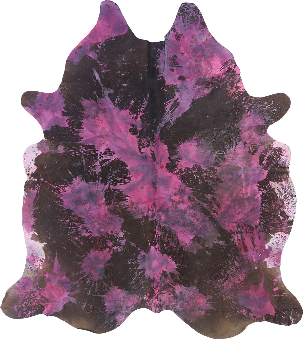 Premium Natural Brazilian Cowhide Magenta Tie-Dye Large 3–5 m²