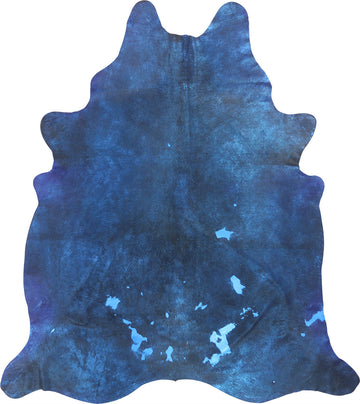 Premium Natural Brazilian Cowhide Metallic Navy Blue