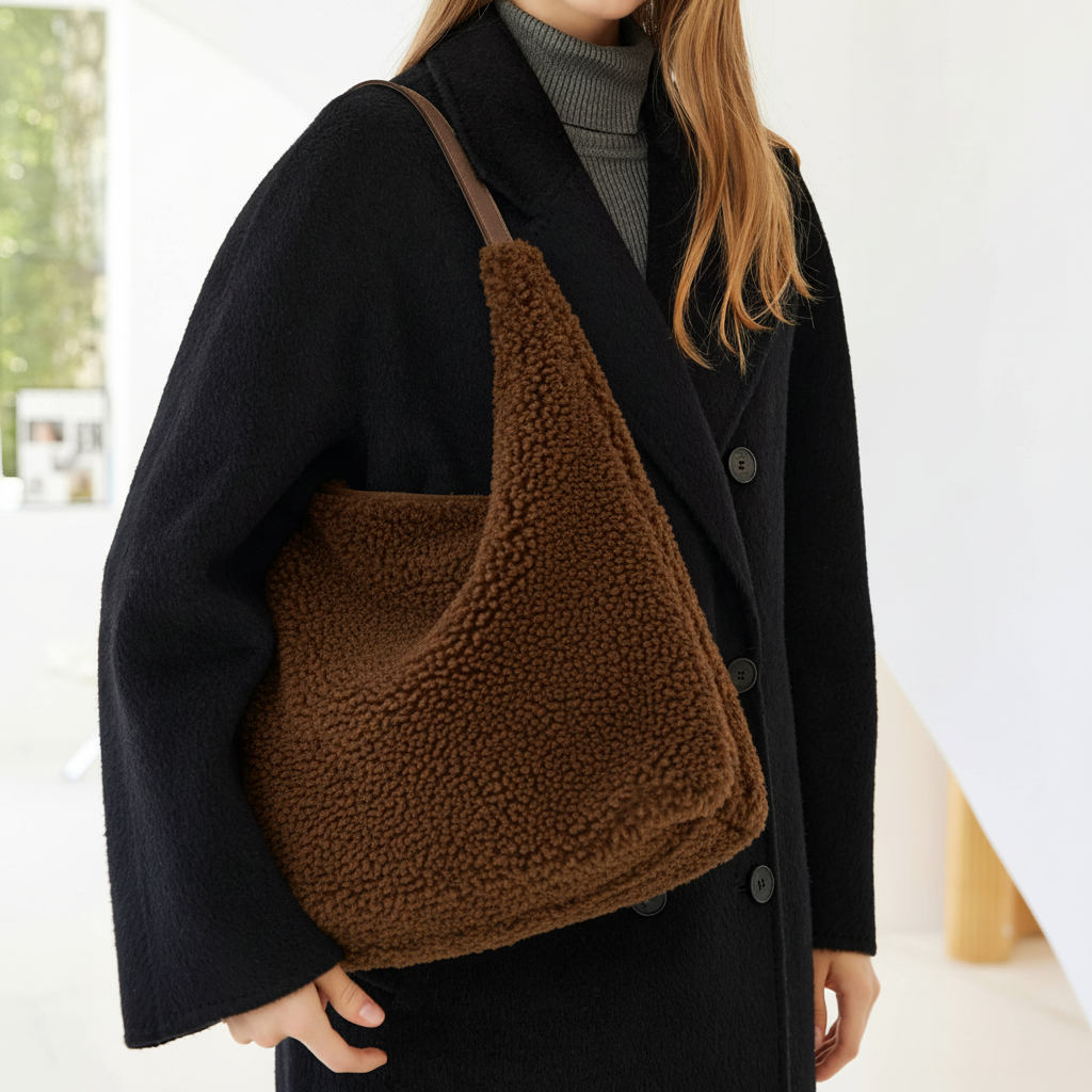 Anaïs Faux Shearling & Leather Hobo Handbag by Clemés
