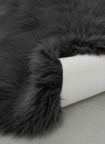 Double New Zealand Sheepskin Rug & Throw, 2-Pelt, Medium, L180 x W65 cm, Charcoal
