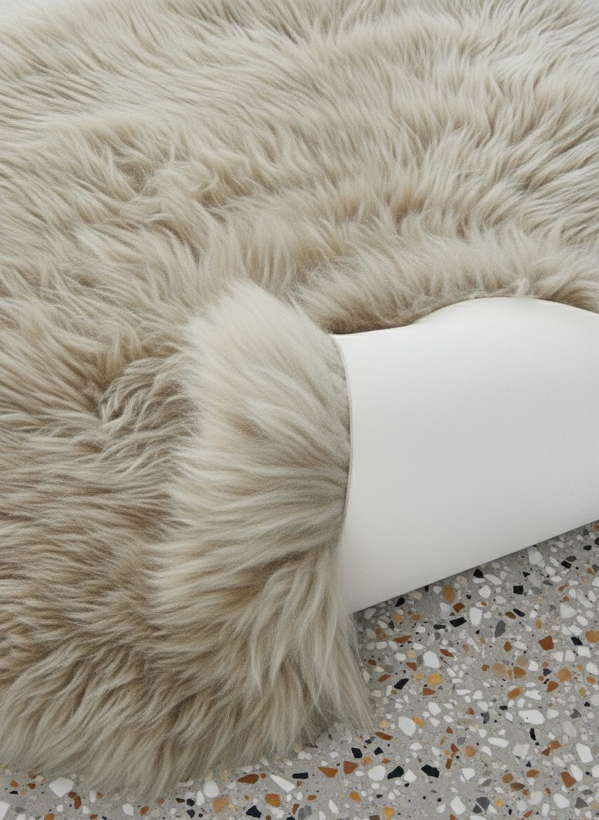 Octo New Zealand Sheepskin Rug & Throw, 8-Pelt, XX-Large, L200 x W180 cm, Oyster (Cloud Dancer)
