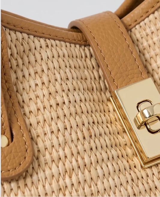 The Sorrento Raffia & Leather Tote by Clemés