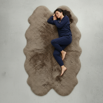 Quad New Zealand Sheepskin Rug & Throw, 4-Pelt, Large, L180 x W105 cm, Taupe