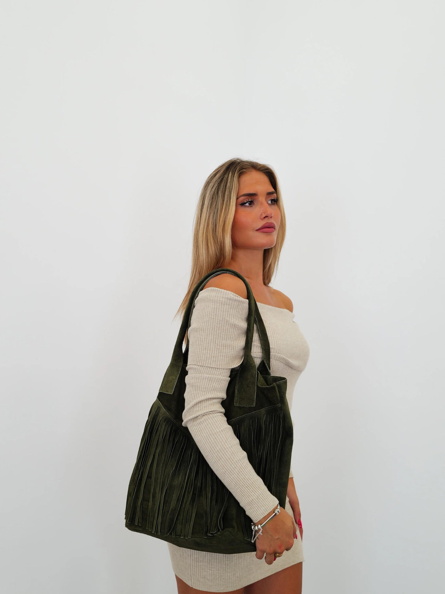 Isadora Suede Fringe Leather Tote Bag with Matching Jewellery Case by Clemés (4 Colours)