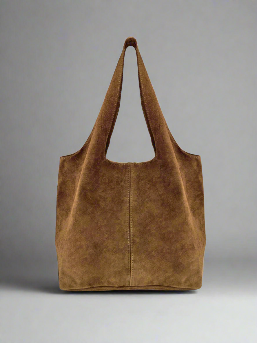 Giannina Suede Leather Shoulder Tote Bag With Internal Pouch by Clemés (4 Colours)