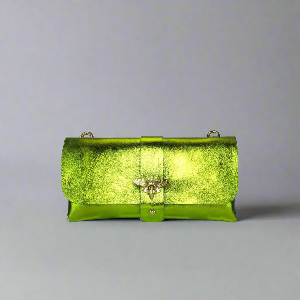 Anima Suede Leather Metallic Clutch Shoulder Bag by Clemés (7 Colours)