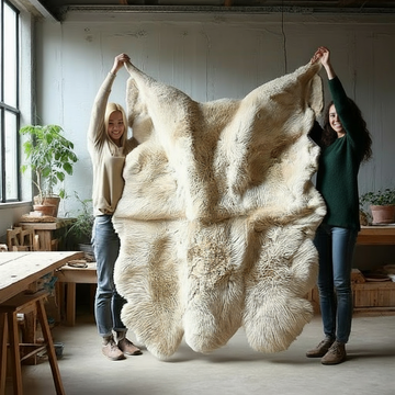 Sexto New Zealand Sheepskin Rug & Throw, 6-Pelt, X-Large, L180 x W150 cm, Ivory