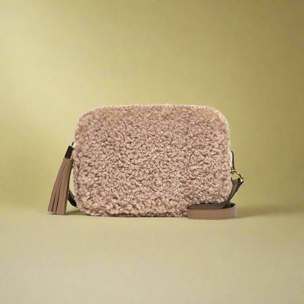 Georgette Shearling & Leather Tassel Camera Bag by Clemés