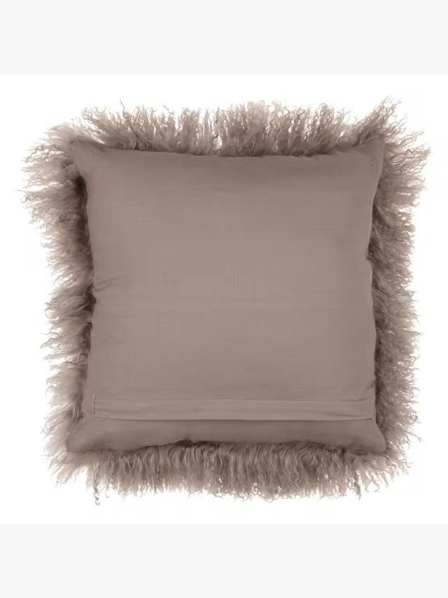 Natural Premium Mongolian Tibetan Sheepskin Cushion, 40 x 40 cm (2 Colours)
