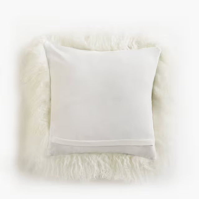 Natural Premium Mongolian Tibetan Sheepskin Cushion, 40 x 40 cm (2 Colours)