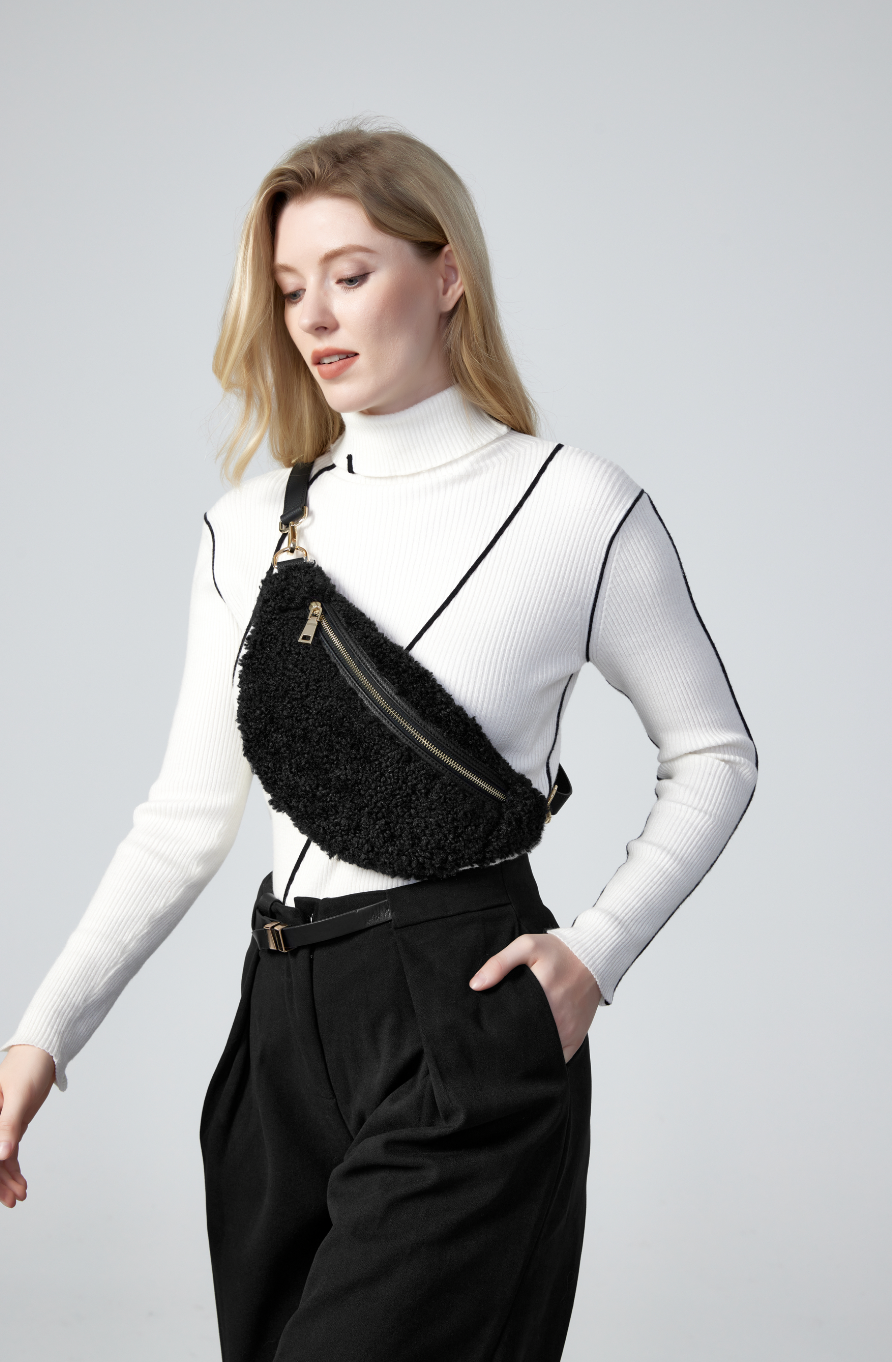 Nevina Shearling & Leather Bum Bag by Clemés