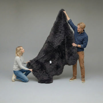 Sexto New Zealand Sheepskin Rug & Throw, 6-Pelt, X-Large, L180 x W150 cm, Black