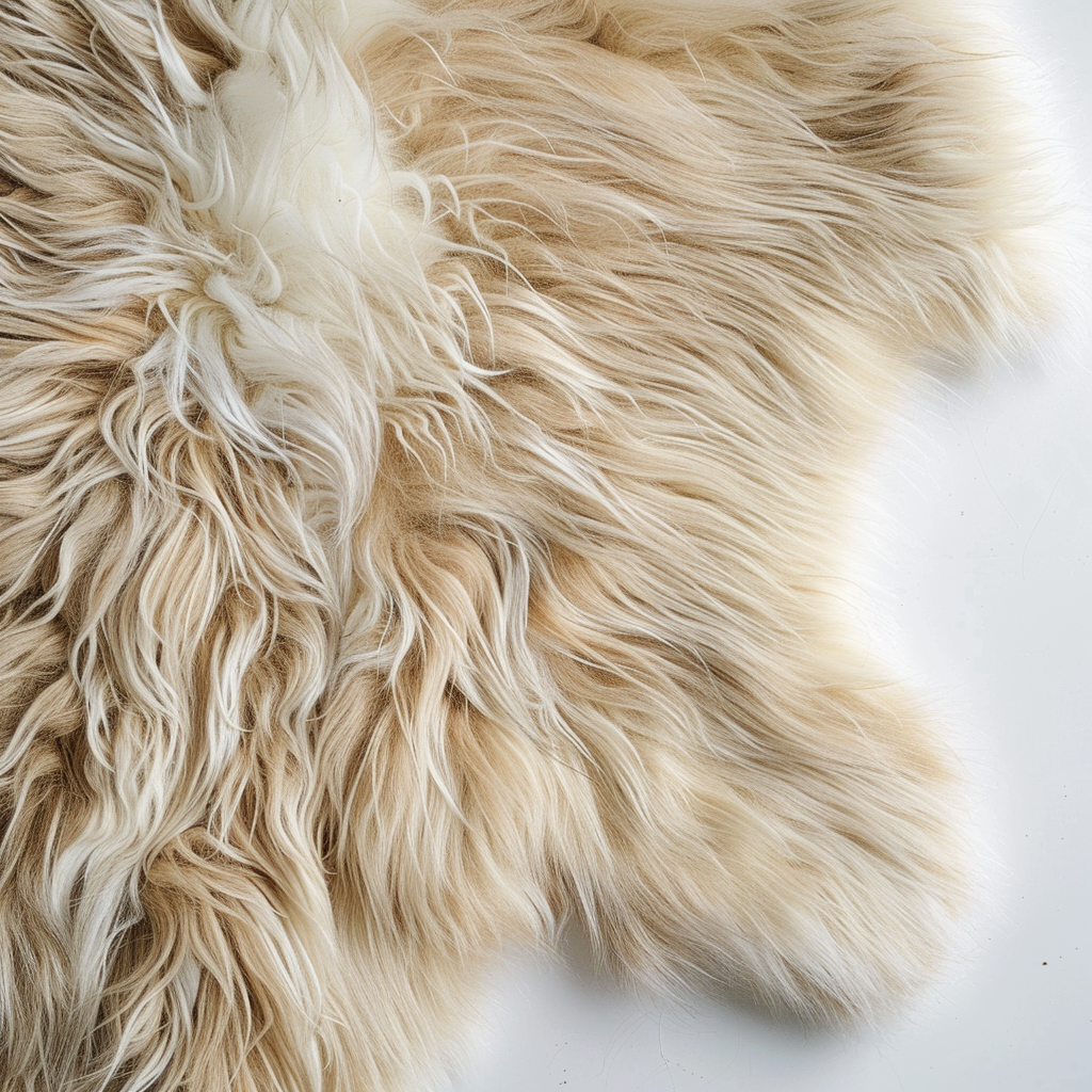 Natural Premium Argentine Criollo Long Hair Goatskin, Beige