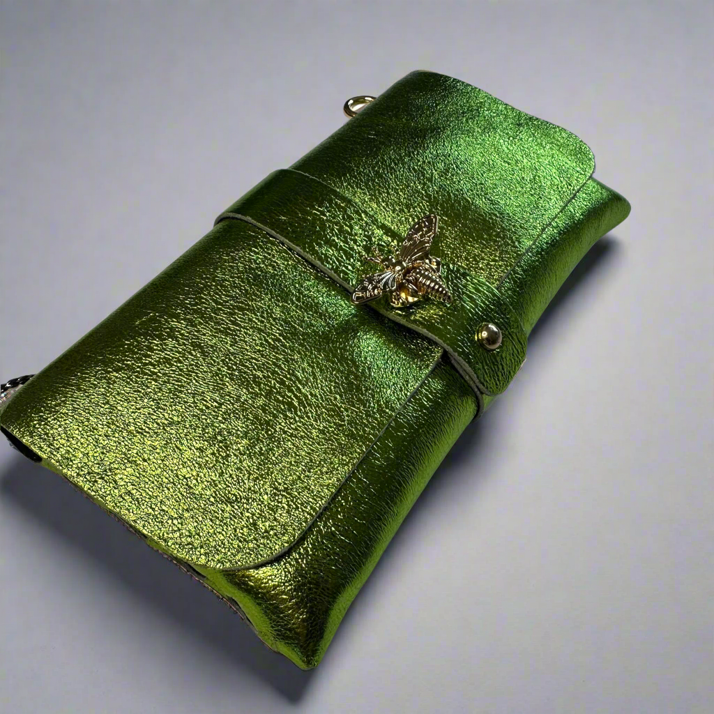Anima Suede Leather Metallic Clutch Shoulder Bag by Clemés (7 Colours)