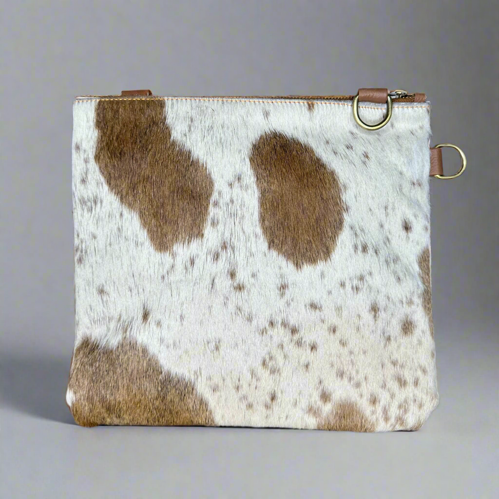Natural Cowhide Double-Sided Crossbody Bag, Large (26 x 23 cm)