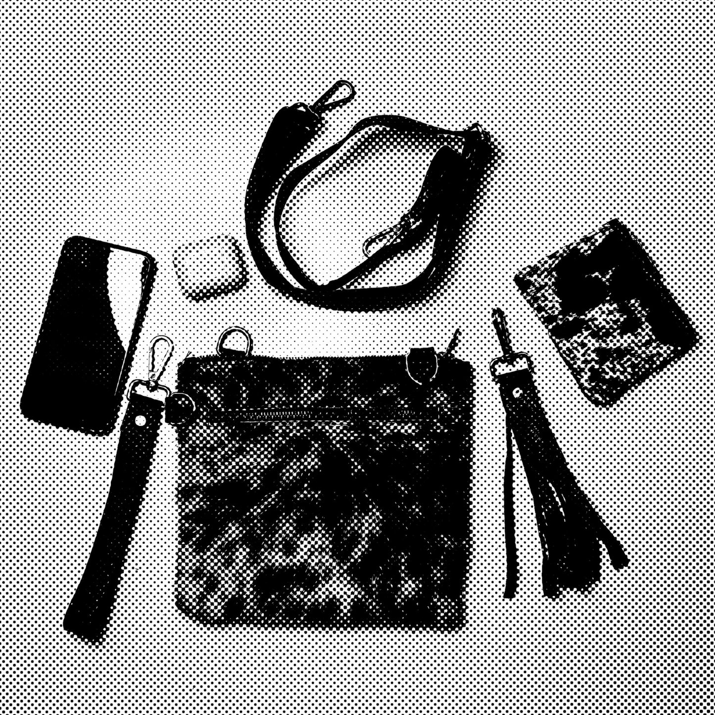 Natural Cowhide Double-Sided Crossbody Bag, Large (26 x 23 cm)