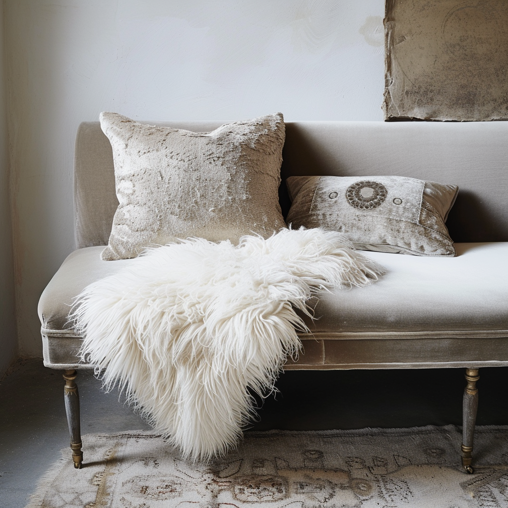 Natural Premium Argentine Criollo Long Hair Silky Goatskin, Ivory