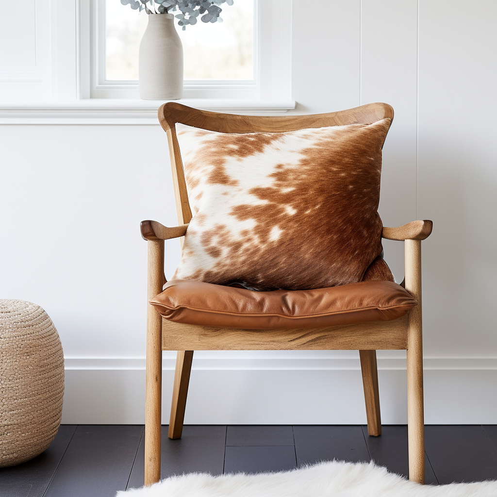Genuine Cowhide Cushion, Brown