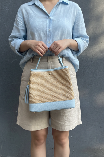 Cosima Raffia & Leather Bag by Clemés