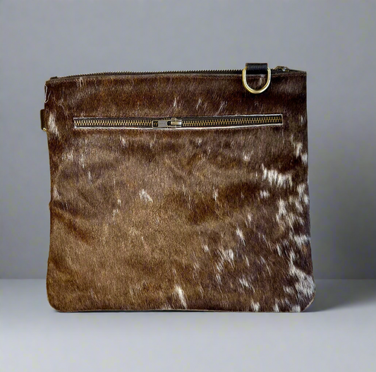 Natural Cowhide Double-Sided Crossbody Bag, Large (26 x 23 cm)