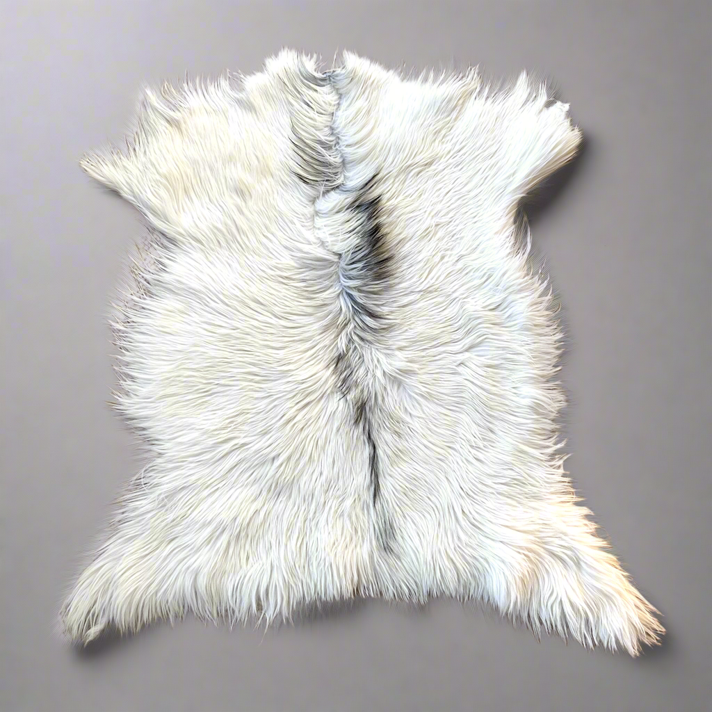 Natural Premium Argentine Criollo Long Hair Goatskin, Light Grey