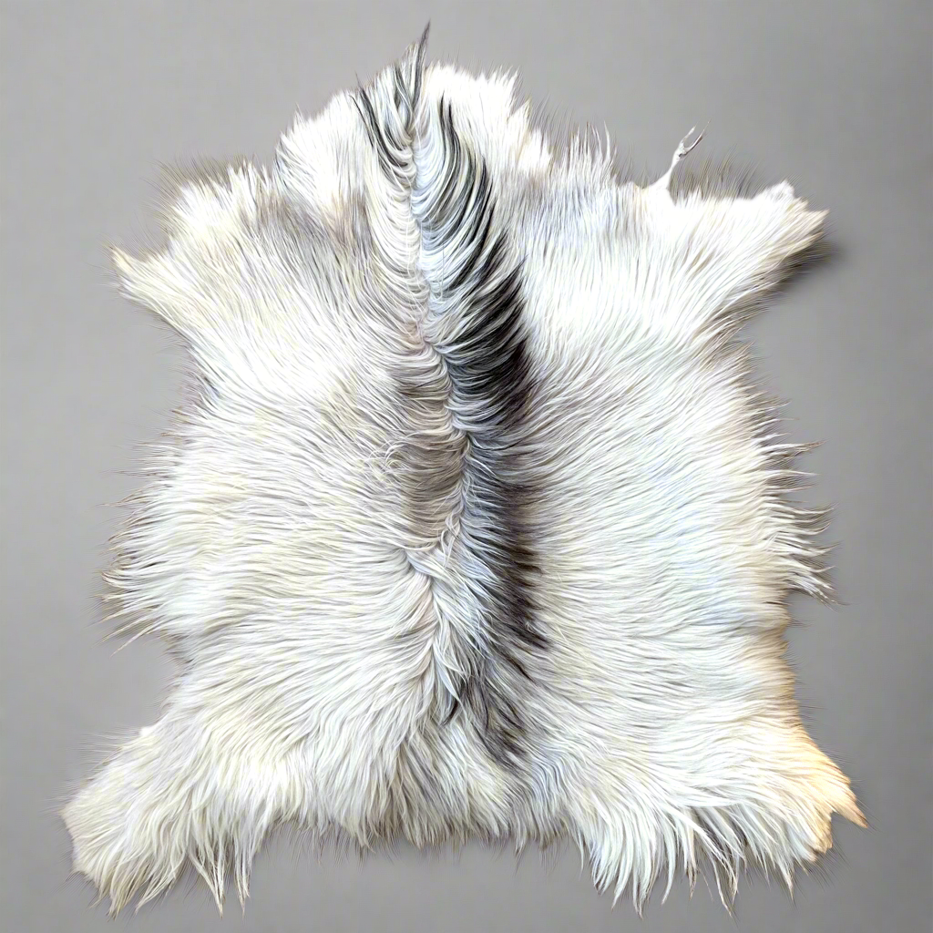 Natural Premium Argentine Criollo Long Hair Goatskin, Light Grey