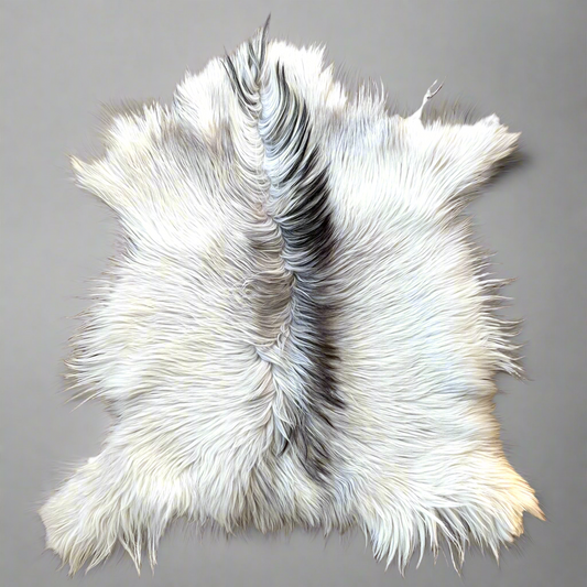 Natural Premium Argentine Criollo Long Hair Goatskin, Light Grey