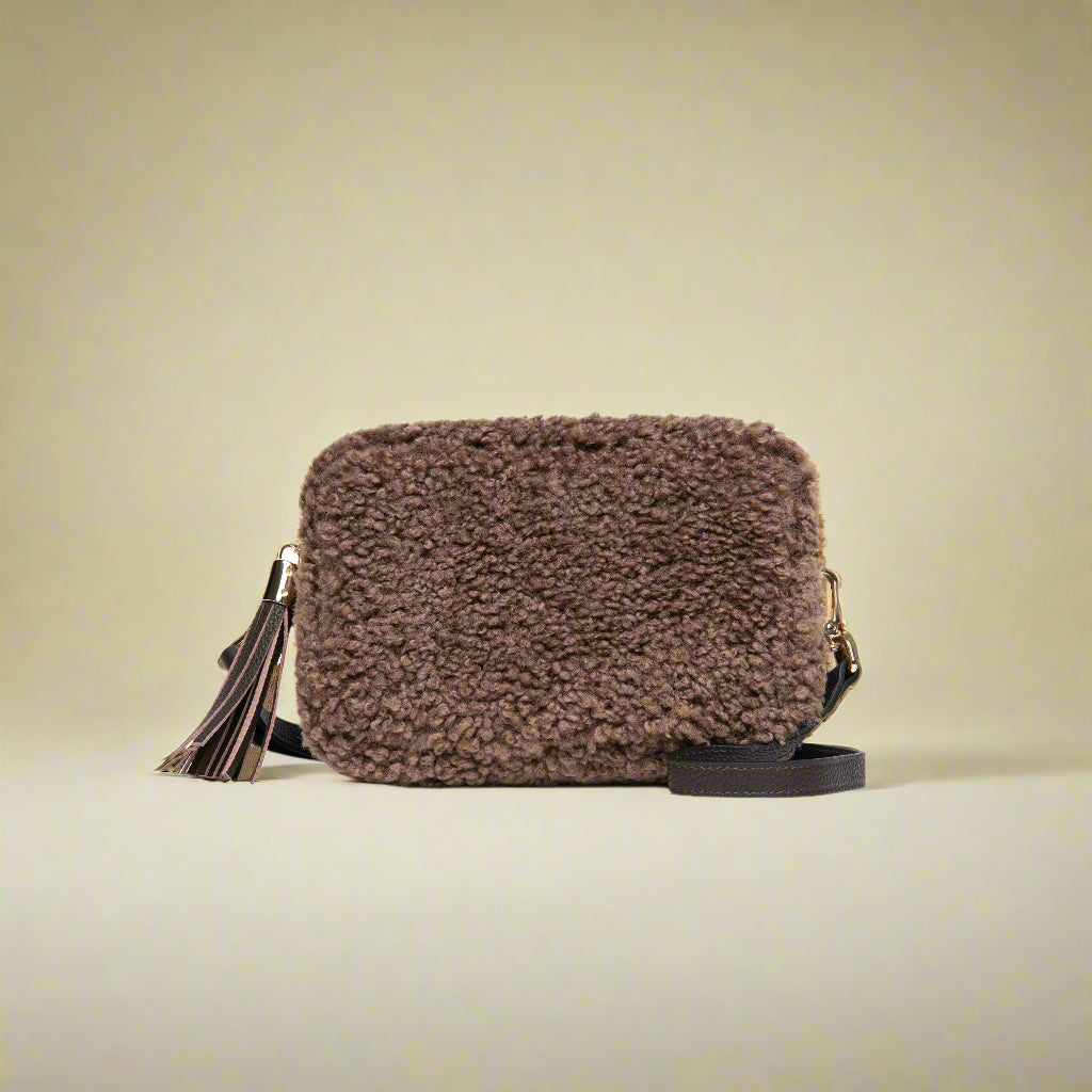 Georgette Shearling & Leather Tassel Camera Bag by Clemés
