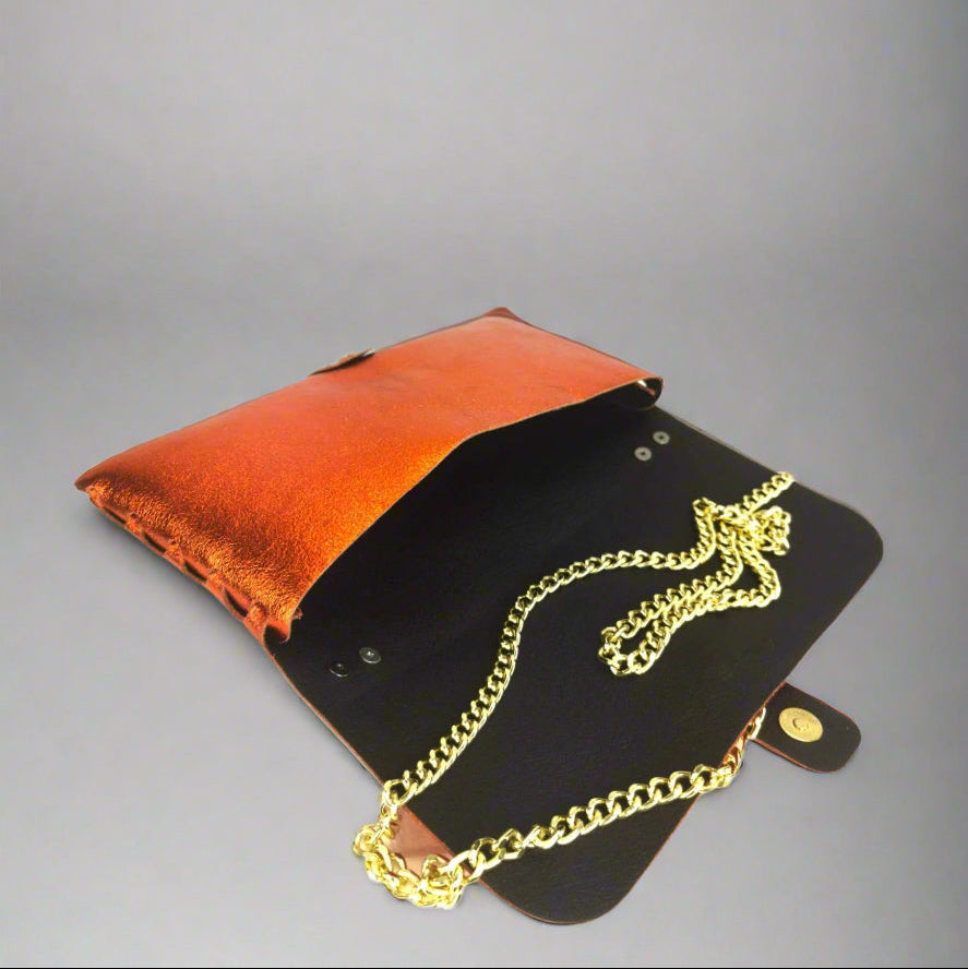 Anima Suede Leather Metallic Clutch Shoulder Bag by Clemés (7 Colours)