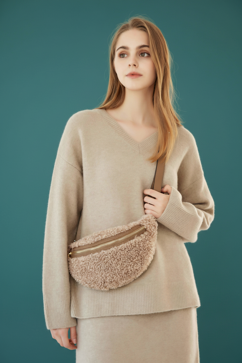 Nevina Shearling & Leather Bum Bag by Clemés