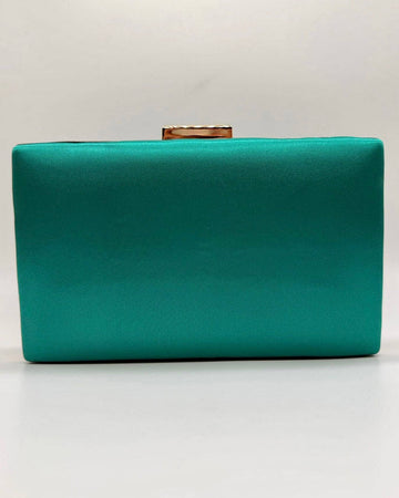 Gemma Natural Stone Box Clutch by Clemés in Turquoise, smooth studio shot