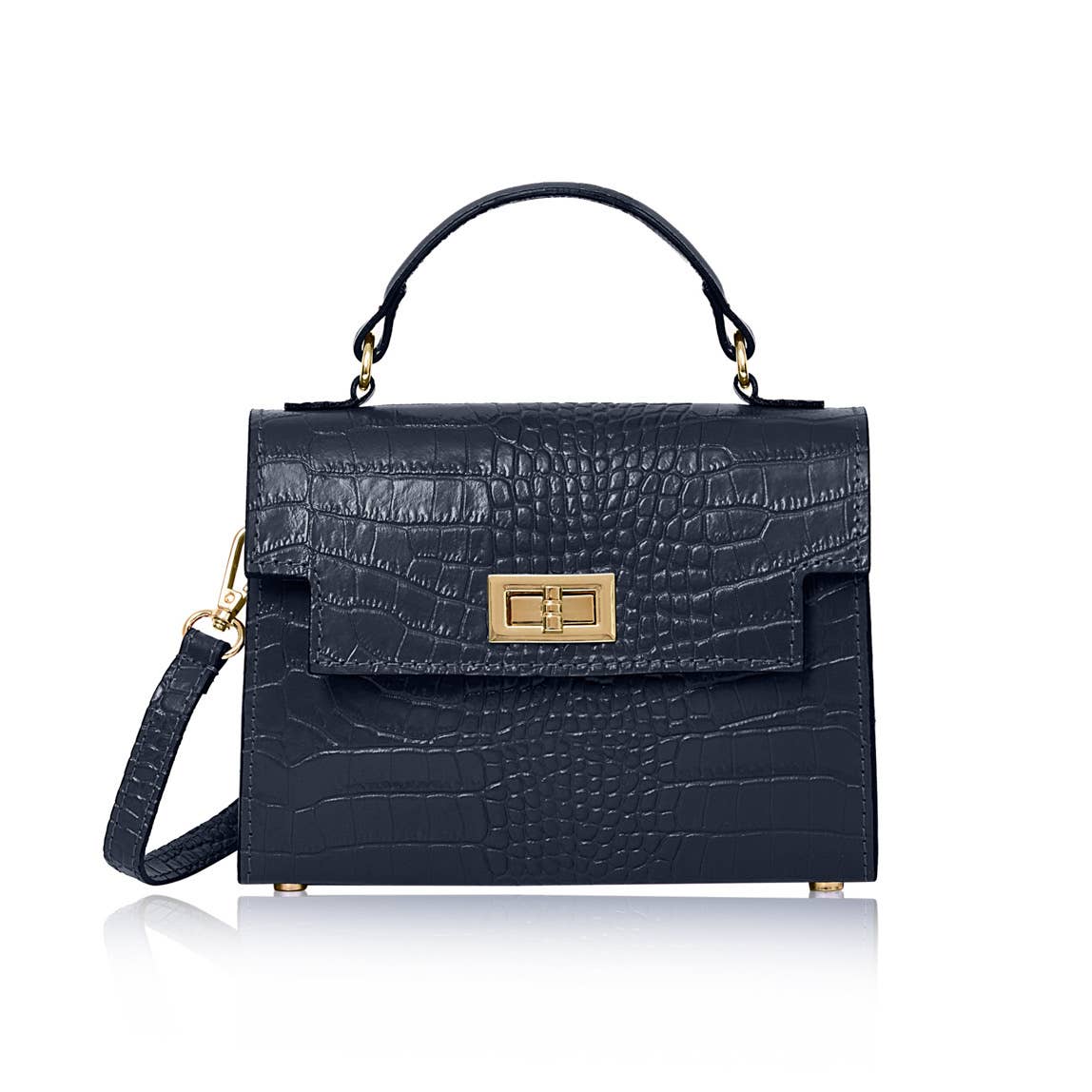Margot Croc Embossed Leather Crossbody by Clemés