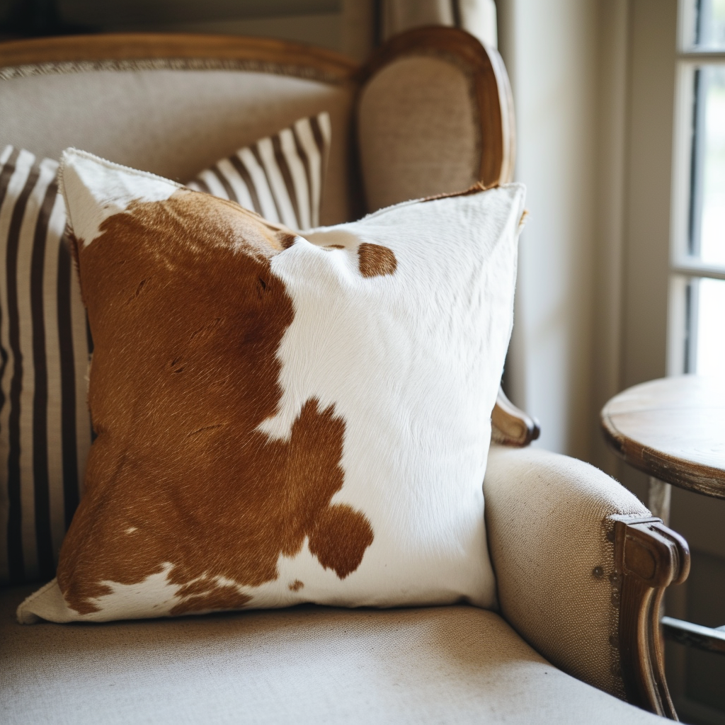 Genuine Cowhide Cushion, Brown