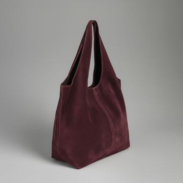 Giannina Suede Leather Shoulder Tote Bag by Clemés (Mulberry)