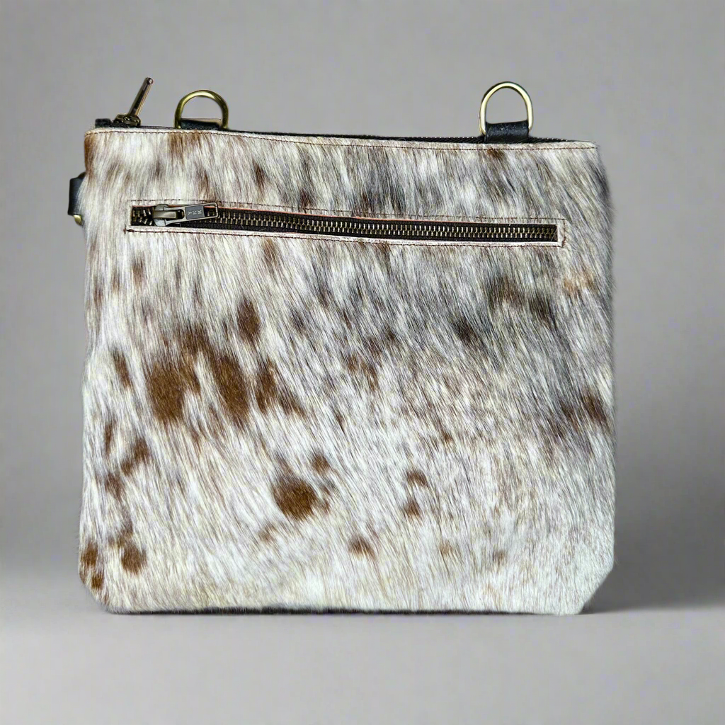Natural Cowhide Double-Sided Crossbody Bag, Large (26 x 23 cm)