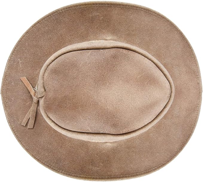 Genuine Suede Leather Handmade Outback Western Cowboy Hat, Maven, Camel