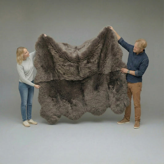 Octo New Zealand Sheepskin Rug & Throw, 8-Pelt, XX-Large, L200 x W180 cm, Vole