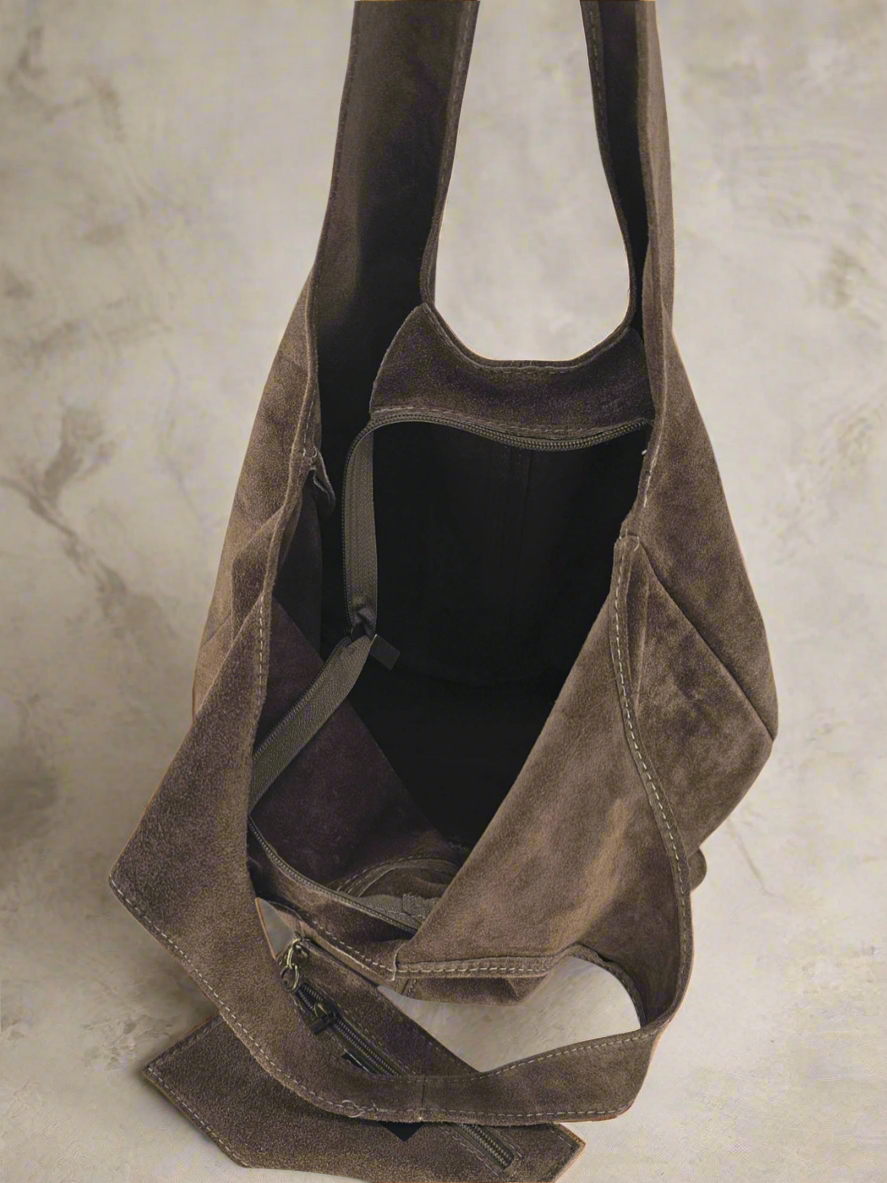 Giannina Suede Leather Shoulder Tote Bag With Internal Pouch by Clemés (4 Colours)