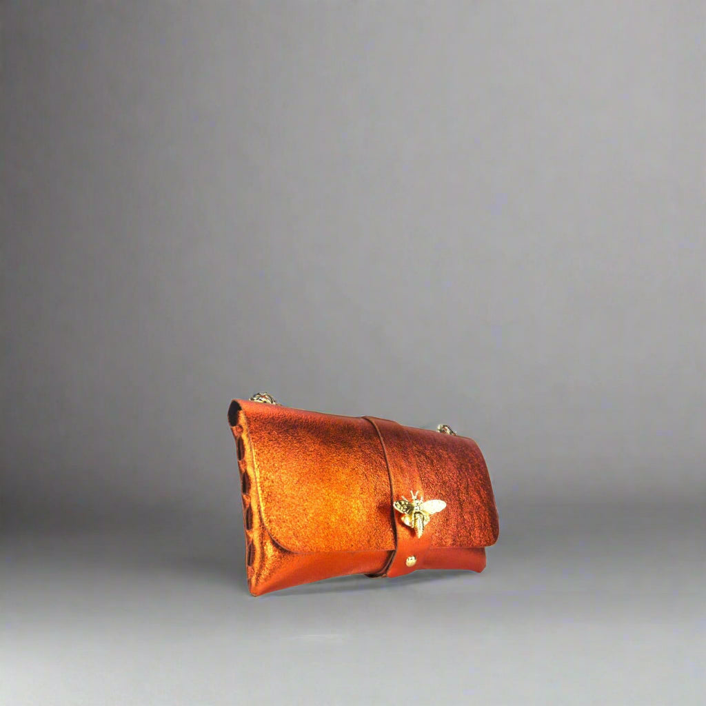 Anima Suede Leather Metallic Clutch Shoulder Bag by Clemés (7 Colours)