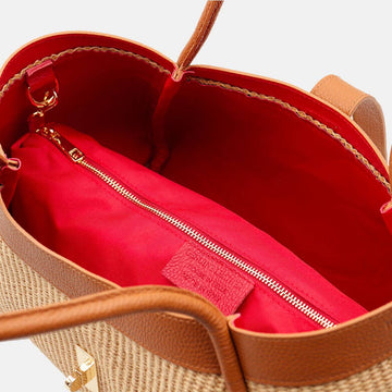Bianca Large Raffia Handbag by Clemés in Beige, interior view