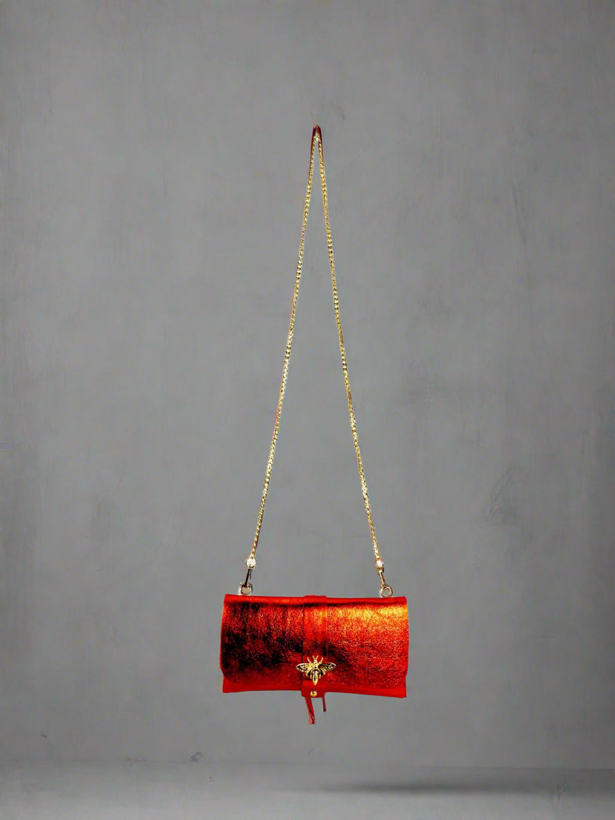 Anima Suede Leather Metallic Clutch Shoulder Bag by Clemés (7 Colours)
