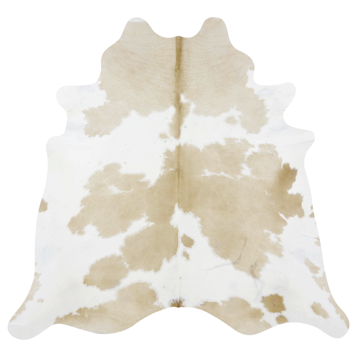 Natural Brazilian cowhide rug in Caramel & Ivory with exotic markings, 188 x 206 cm
