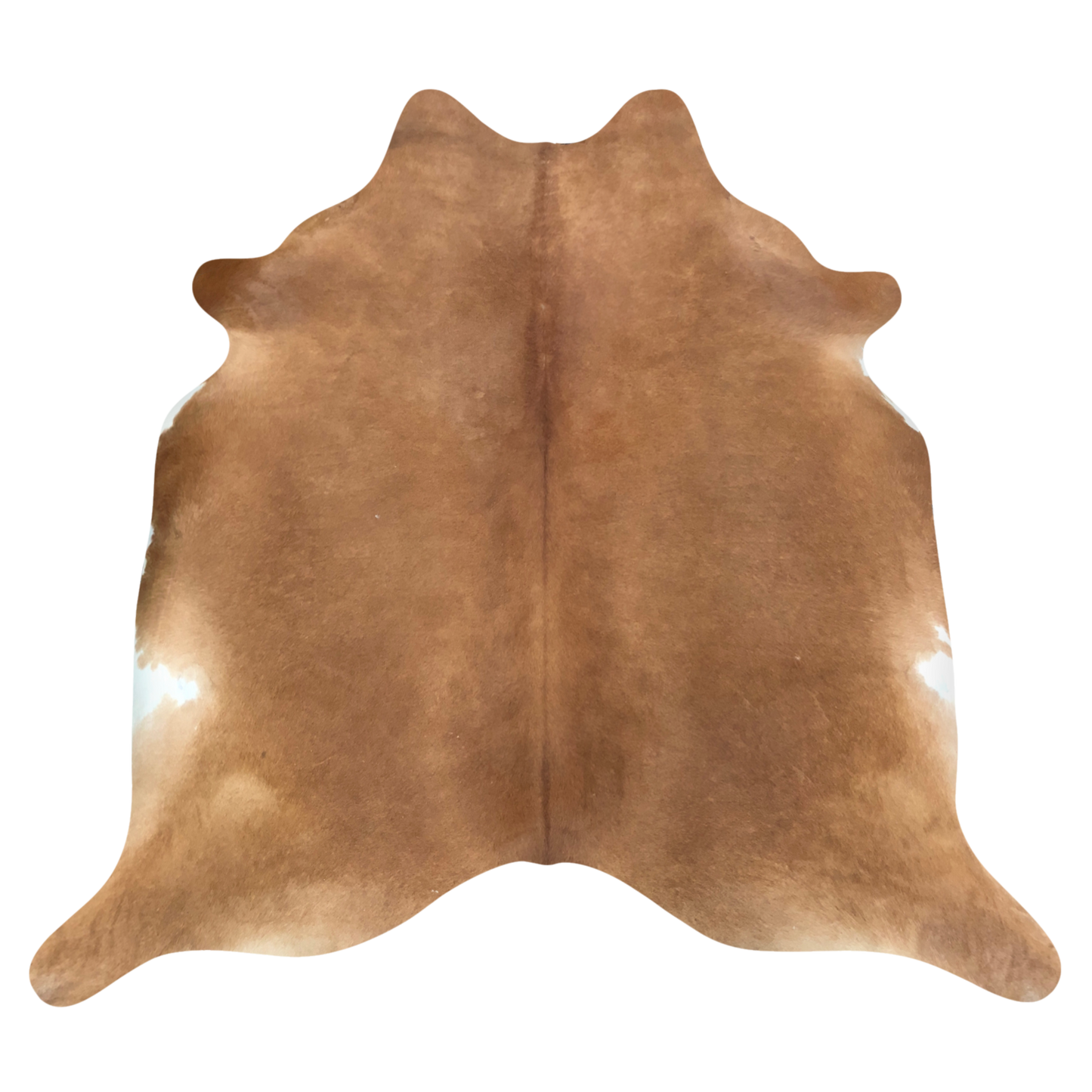 Natural Brazilian cowhide rug in Caramel & Ivory with Exotic markings, 212 x 225 cm
