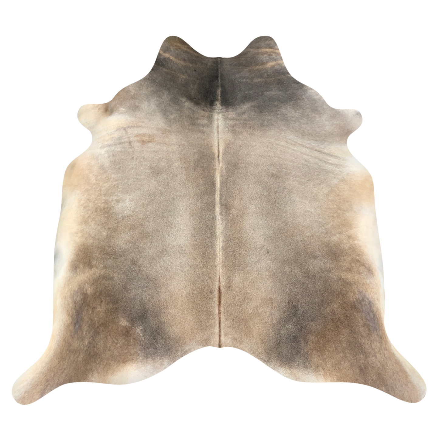 Natural Brazilian cowhide rug in Caramel, Taupe & Ivory with Exotic markings, 224 x 229 cm