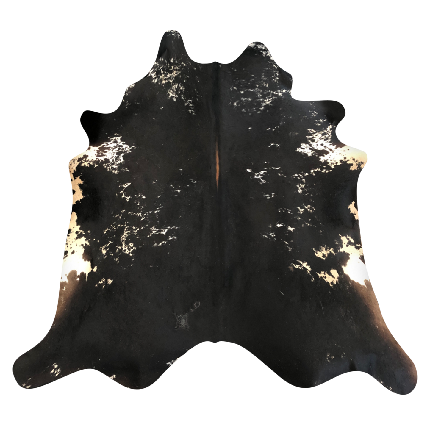 Natural Brazilian cowhide rug in Espresso, Ivory & Mocha with Exotic markings, 217 x 232 cm
