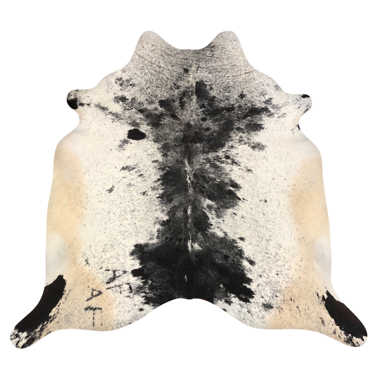 Natural Brazilian cowhide rug in Espresso, Ivory & Beige with Exotic markings, 210 x 230 cm