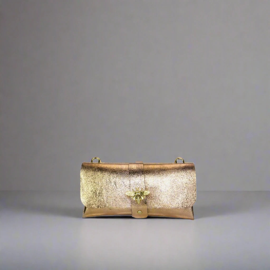 Anima Suede Leather Metallic Clutch Shoulder Bag by Clemés (7 Colours)