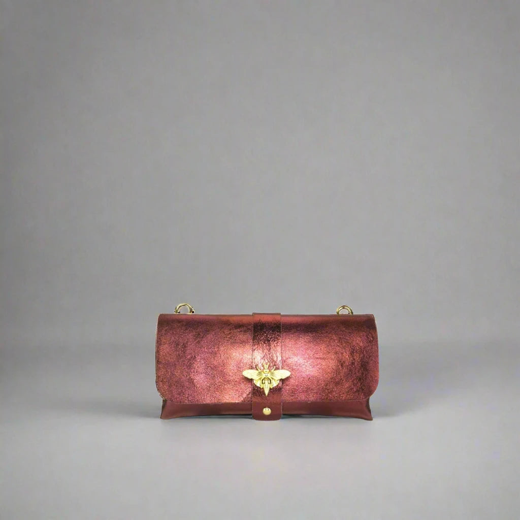 Anima Suede Leather Metallic Clutch Shoulder Bag by Clemés (7 Colours)