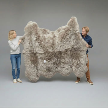 Octo New Zealand Sheepskin Rug & Throw, 8-Pelt, XX-Large, L200 x W180 cm, Oyster (Cloud Dancer)
