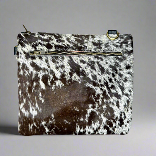 Natural Cowhide Double-Sided Crossbody Bag, Large (26 x 23 cm)